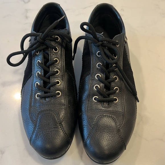 ZEGNA Sport Casual Mens Leather / Suede Lace Up Sneakers in Black ITALY MADE - Picture 3 of 9